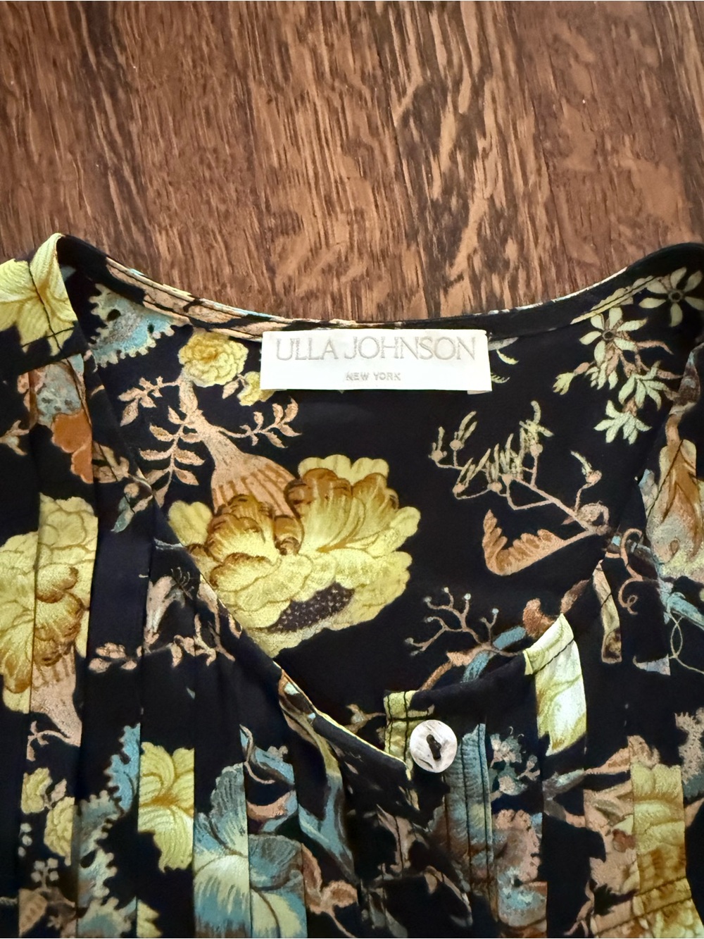 Ulla Johnson Black Floral Silk Dress - Black with yellow & Cream Floral Print - - Picture 2 of 4